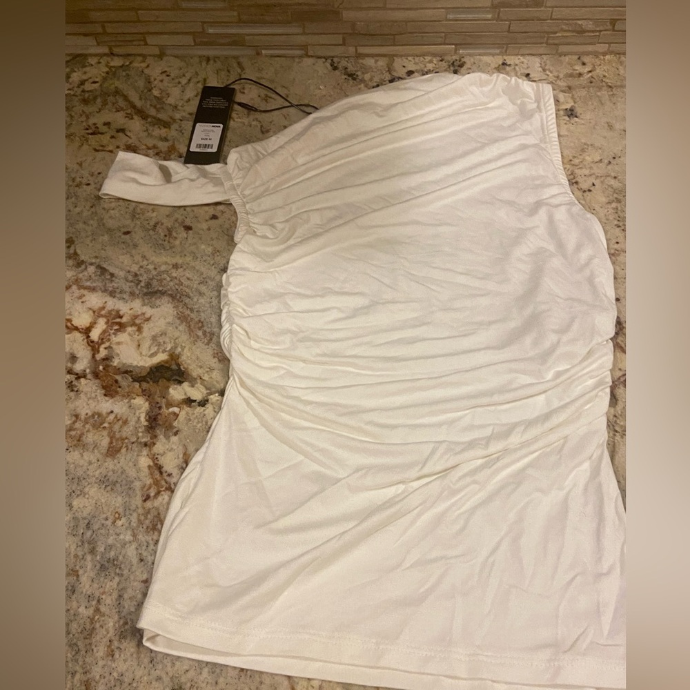 Fashion Nova White One-Shoulder Top